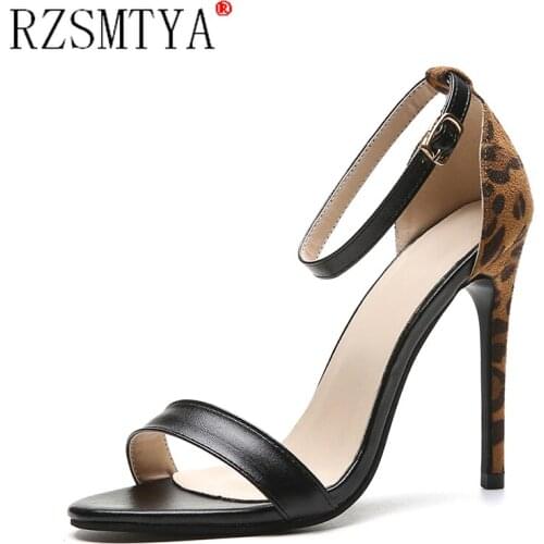 Womens Sweet and Lovely Decorative Sandals Ankle Buckle Stiletto Heels Youthful Vitality Joker High-heeled Sandals