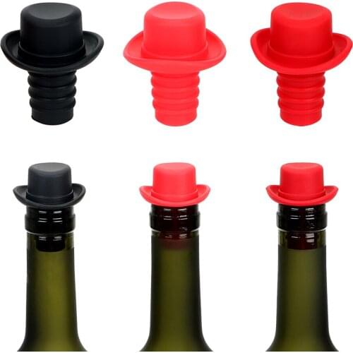 Silicone Funny Bottle Plug Formal Hat Wine Stopper Beer Soda Cork Bottle Cap Cover Kitchen Bar Tools Supplies