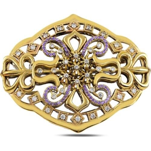 Silverlina Silver Zircon Stone Authentic Brooch