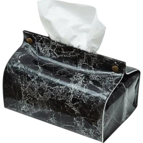 Nordic Tissue Box Marble Pattern PU Leather Napkin Paper Container Table Paper Towel Organizer Napkin Case Pouch Home Decoration