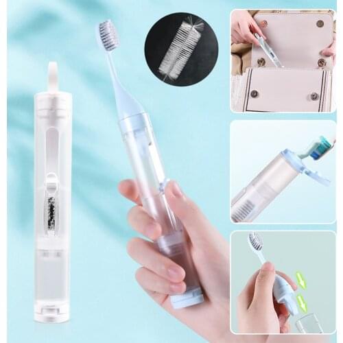 Travel Toothbrush Fold Toothbrush Folding with Toothbrush Storage Box Portable for Camping Travel Business Trip
