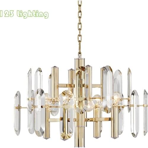 Modern Crystal LED Chandeliers Parlor Restaurant Light Fixtures French Gold E14 Bulb Home Decoration Hanglamp Chain Pendant