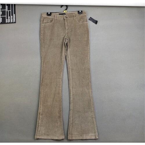 Spring women fashion loose vintage flare style wide leg corduroy fabric casual pants