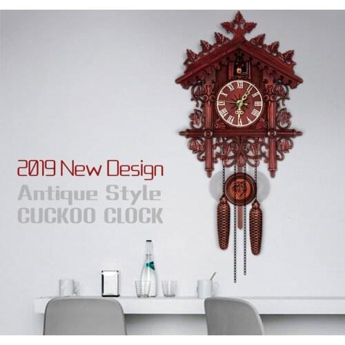 Vintage Wooden Tree House Hanging Cuckoo Wall Clock Home Bedroom Office Decor