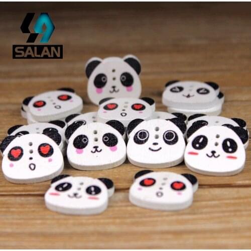 WB-0028 Free shipping wholesale/retailed 15pcs/lot panda shape wooden buttons for children clothing DIY gift