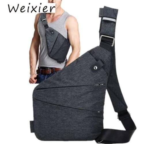 WEIXIER Men Travel Business Fino Bag Burglarproof Shoulder Bag Holster Anti Theft Security Strap Digital Storage Chest Bag V2-24