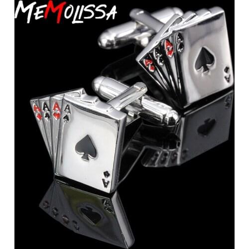 MeMolissa Jewelry HOT HOT shirt cufflink for mens gift Brand cuff button Poker cuff link High Quality abotoaduras