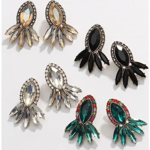Ztech 4 Colors Rhinestone Big Stud Earrings For Women Girls Fashion Jewelry Trendy Statement Earrings Female Maxi Accessories
