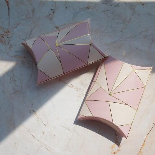New 10pcs gold pink Gemstone pillow shape Box as Gift Candy Cookie Sweet Packaging wedding favors and gifts birthday DIY use