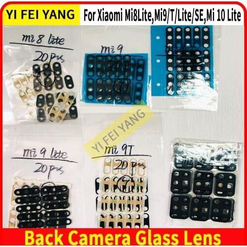 10Pcs Original Rear Back Camera Glass Lens For Xiaomi Mi8 9 10 Lite Pro T Cover Glass Bezel With Adhesive Sticker