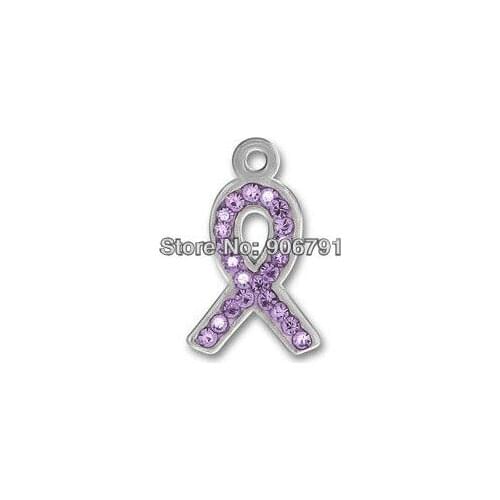 100PCS pewter lavender crystal ribbon charm(H105946)