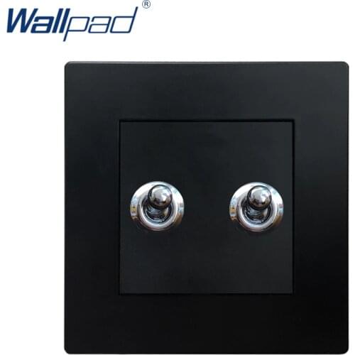 2 Gang 2 Way Toggle Switch Wallpad Luxury Wall Light Switch 16A AC110~250V Black PC Panel
