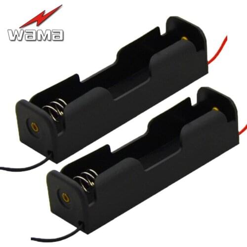 2pcs/lot 18650 Battery Box Single Slot 1-slot 3.7V Wire Length 150mm Power Charging Holder Case With Lead Battery Storage Box