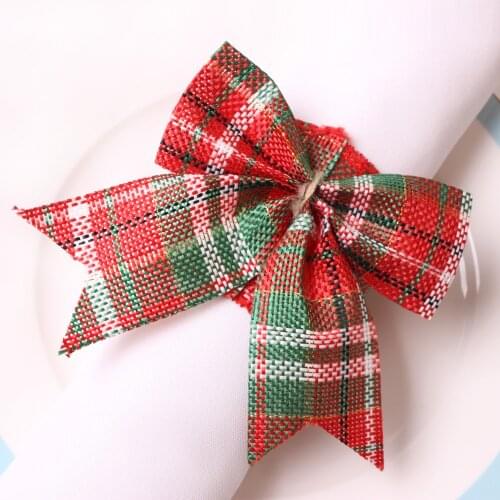 24pcs Christmas ribbon bow napkin buckle napkin ring cloth ring