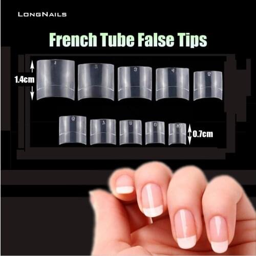 500pc/Lot French Tips False Finger Nails #0-9*50 Korean Half Clear Patch ABS Short TUBE Press Nail Extension Falsetips 0.7-1.4cm