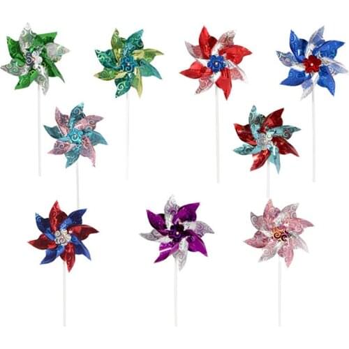 9pcs Sequins Pinwheels Colorful Wind Spinners Garden Party Pinwheel Wind Spinner for Patio Lawn