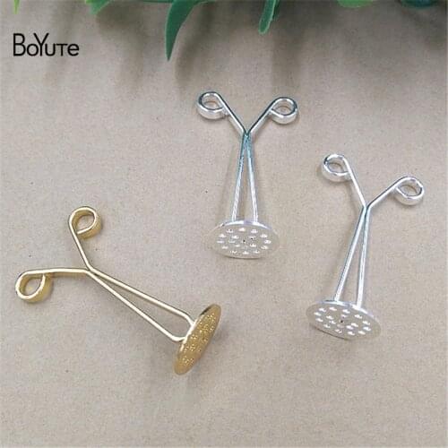 BoYuTe 20 Pieces 3 Colors Metal Brass Filigree 12MM Hair Clip Base Setting Diy Hand Made Jewelry Findings Components