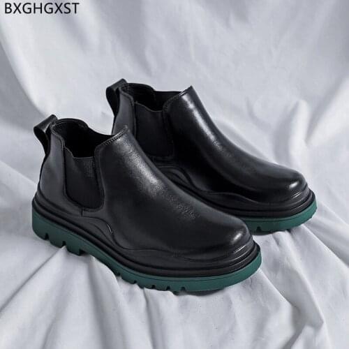 Brand Platform Boots for Men Male Luxury Motorcycle Shoes Man Chelsea Boots Men Ankle Boots for Man 2021 Black Winter Shoes Men