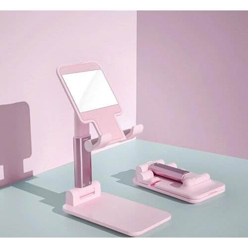 Foldable Tablet Holder Stand Holder For iPad Pro 11 10.5 10.2 9.7 mini 3.5 to 11inch Mobile Phone Tablet Support Pink With Glass