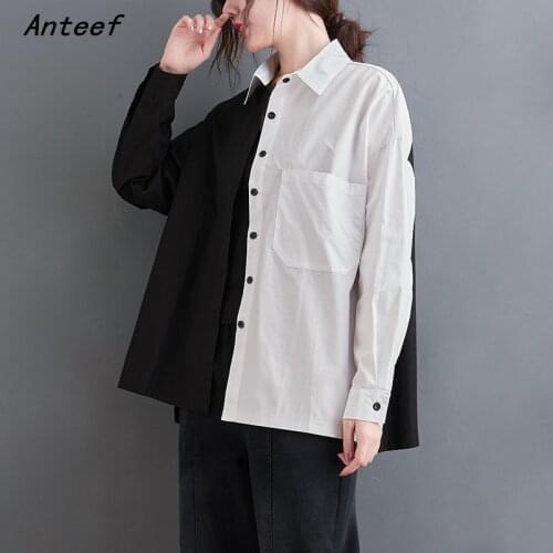 Long sleeve plus size cotton vintage korean style Casual loose spring autumn shirt women blouse 2021 clothes ladies tops