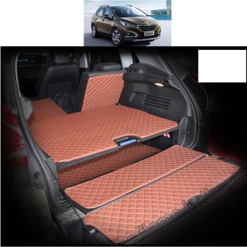 For peugeot 3008 leather car trunk mat cargo linger 2012 2013 2014 2015 2016 2017 rug carpet accessories luggage