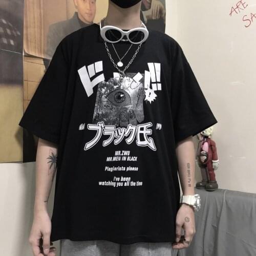 Eye Print Japanese Anime Harajuku Womens T-shirt Oversized Casual Clothes Streetwear Loose Female Tops Graphic Goth Vintage y2k