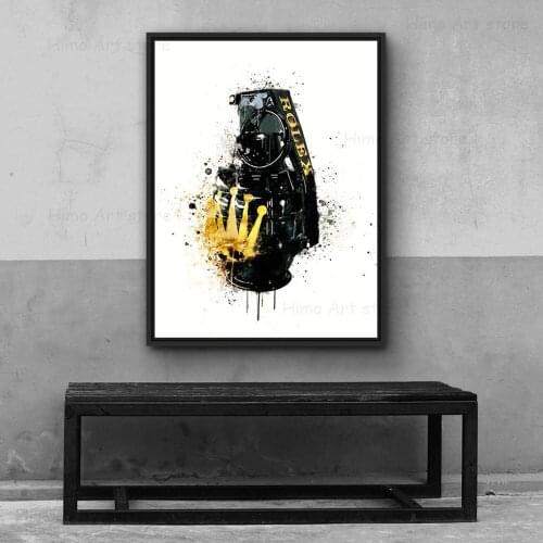 Abstract Hand Grenade Canvas Painting Golden Crown Fashion Art Poster and Prints Luxury Art Painting Wall Decorations Posters