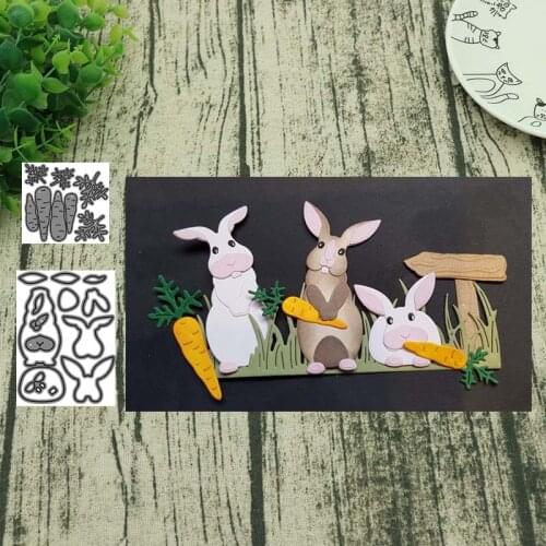 Rabbit eats carrot Metal Cutting Dies cut die mold decoration Scrapbooking paper craft mould punch stencils
