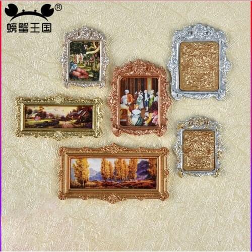 3pcs Dollhouse Miniature Accessories Resin Photo Frame Simulation Furniture Model Toy For Children Doll House Decoration