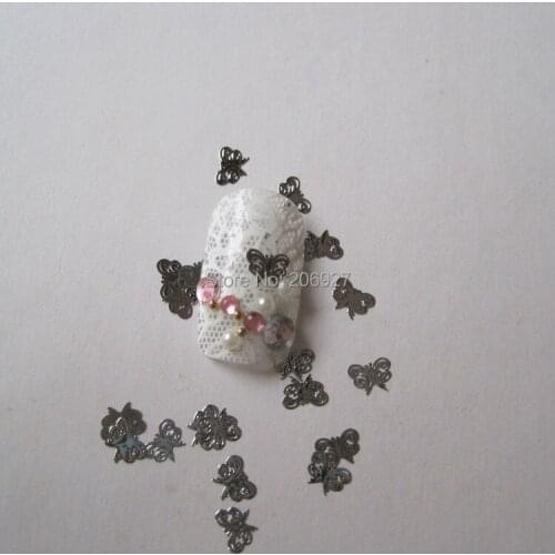 MS18-1 100pcs Silver Cute Butterfly Nail Art Metal Sticker Nail Art Decoration Non-adhesive Sticker