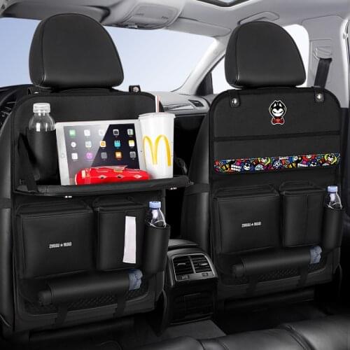Cartoon Car Seat Back Organizer Pad Bag Waterproof Foldable Table Tray Travel Storage Bag Auto Accessories Multi Function