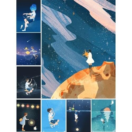 Cartoon Scenery Starry Sky Diy 5D Diamond Painting Full Square and Round Embroidery Mosaic Wall Art Handmade Home Decor Gifts