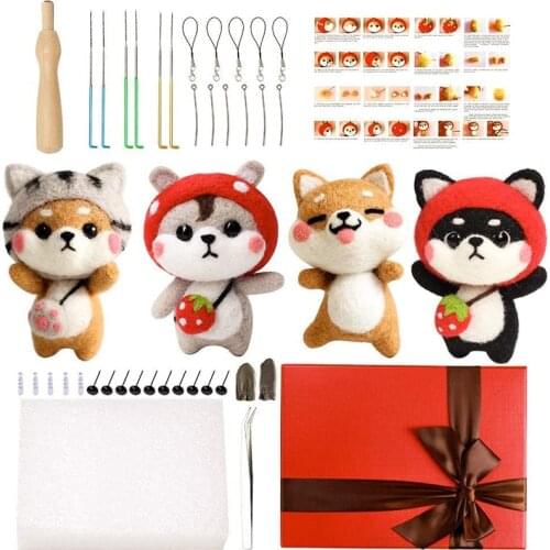 MIUSIE Needle Felting Starter Kit with 6Pcs Colorful Needle DIY Kit For Festival and Crafts Felting Supplies With Instructions