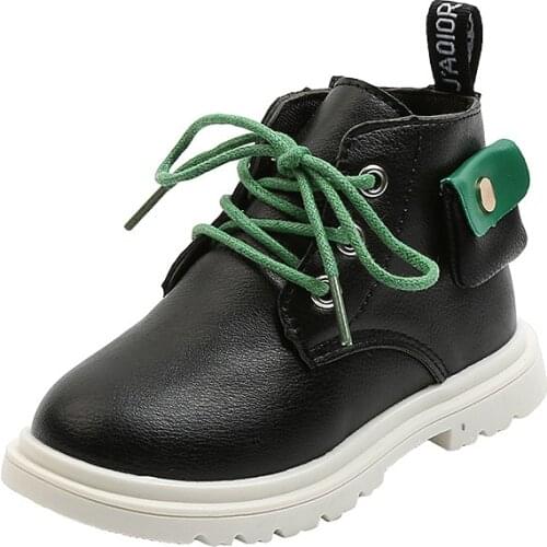 2021 Autumn New Martin Boots Childrens Single Shoes Soft-soled Toddler Shoes Leather Short Boots Girls PU 21-30 All-match Hot