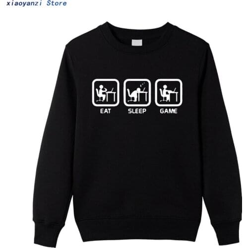 New Fashion Eat Sleep Game Gamer Funny Sweatshirts Men Humor Casual Printed College Mens unisex pullovers hoodies Brand Clothing