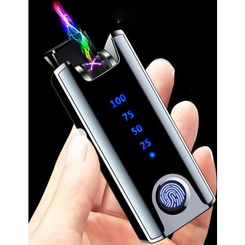 Real Fingerprint Arc Lighter Creative Personality Windproof Usb Charging Cigarette Lighter Gadgets for Men Smoking Accessories