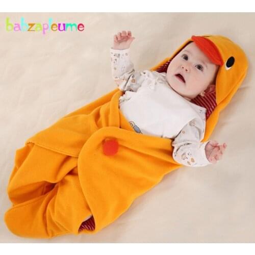 Fall Winter Newborn Baby Soft Fleece Swaddle Wrap Sleeping Kids Bag For Stroller Hooded Cute Blanket Infant Sleepsack BC1699
