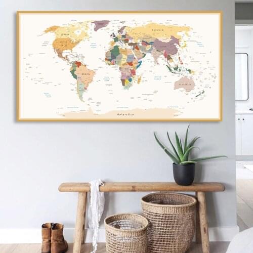 100*200cm World Map Poster HD Print Decorative Picture Canvas Painting Wall Art Print Modern Office Home Decor Unframed
