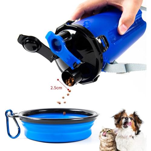Portable Dog Water and Food Bottle with Folding Silicone Pet Bowl Outdoor Dog Feeder Travel Dogs Cats Water Bottle Feeding Bowls