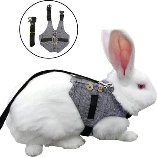 Small Pet Rabbit Harness Adjustable Breathable Rabbit Chest Strap Outdoor Pet Vest with Pulling Rope S/M/L 2021 Hot