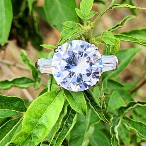 Luxury Solitaire Promise Ring Round cut 5ct AAAAA cz 925 Sterling Silver Engagement Wedding Band Rings for women men Jewelry