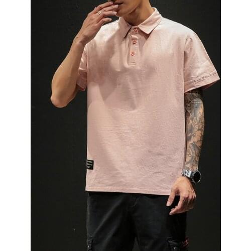 Size M-5XL Polo Shirt Men Clothes 2019 Summer New Cool Pure Color Fashion Casual Trend Cotton Flax Men Short Sleeve Polo Shirts