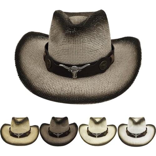 Gorras Hombre Flat Top Hat For Womens Mens Felt Wide Brim Retro Western Cowboy Riding Hat Leather Cowboy Belt Wide Cap Hat