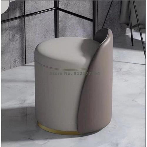 Postmodern Nordic Backrest Dressing Table Stool Round Bedroom Simple Light Luxury Net Red Ins Makeup Chair Small Pier