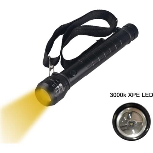 Topcom 3000-3500k Warm Yellow Light 3W LED Photography Flashlight High Quality Zoom Photo Lantern Metal Reflector Police Torch
