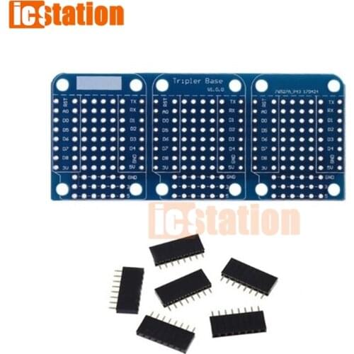 Triple Shield For WeMos D1 Mini Dua Sided Perf Board For Arduino Compatible ProtoBoard Shield Triple