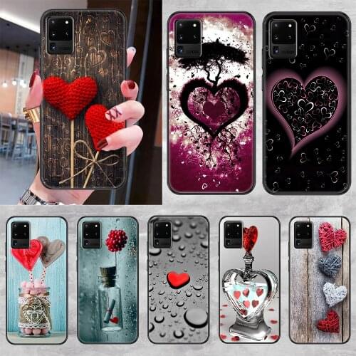 The Heart love Phone case For Samsung Galaxy Note 4 8 9 10 20 S8 S9 S10 S10E S20 Plus UITRA Ultra black art bumper painting