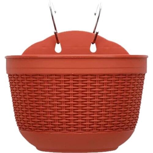 Flower Pot Vase Self Watering Hanging Flower Pot With Water Container For Wall Garden Decoration Red Gray Green Blue Coffe