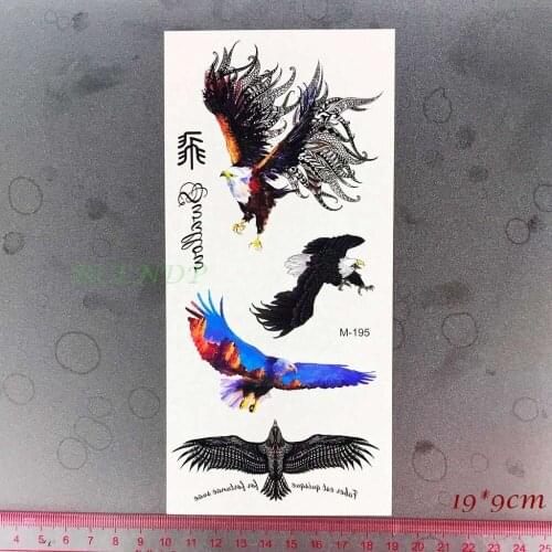 Waterproof Temporary Tattoo Sticker colorful flying hawk eagle tatto sticker flash tatoo fake tattoos for men