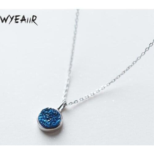 WYEAIIR Blue Starry Sky Crystal Circle Dreamy Cool 925 Sterling Silver Clavicle Chain Female Necklace